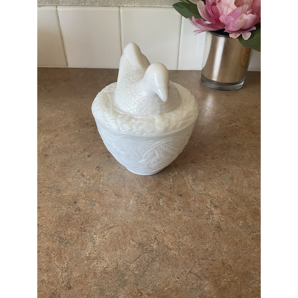 Avon Milk Glass Bird On Nest Lidded Candy Dish Cottagecore Nostalgia